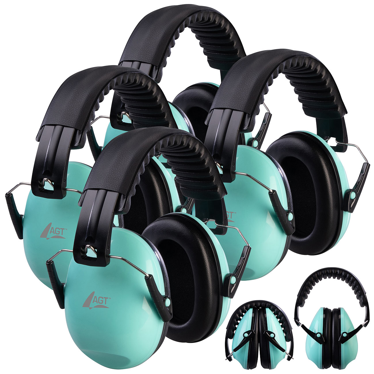 AGT Bügelgehörschutz: 4er-Set Kapselgehörschutz für Kinder, SNR 27 dB, klappbar, verstellbar (Gehörschutz Ohrpolster, Hörschutz-Kopfhörer)