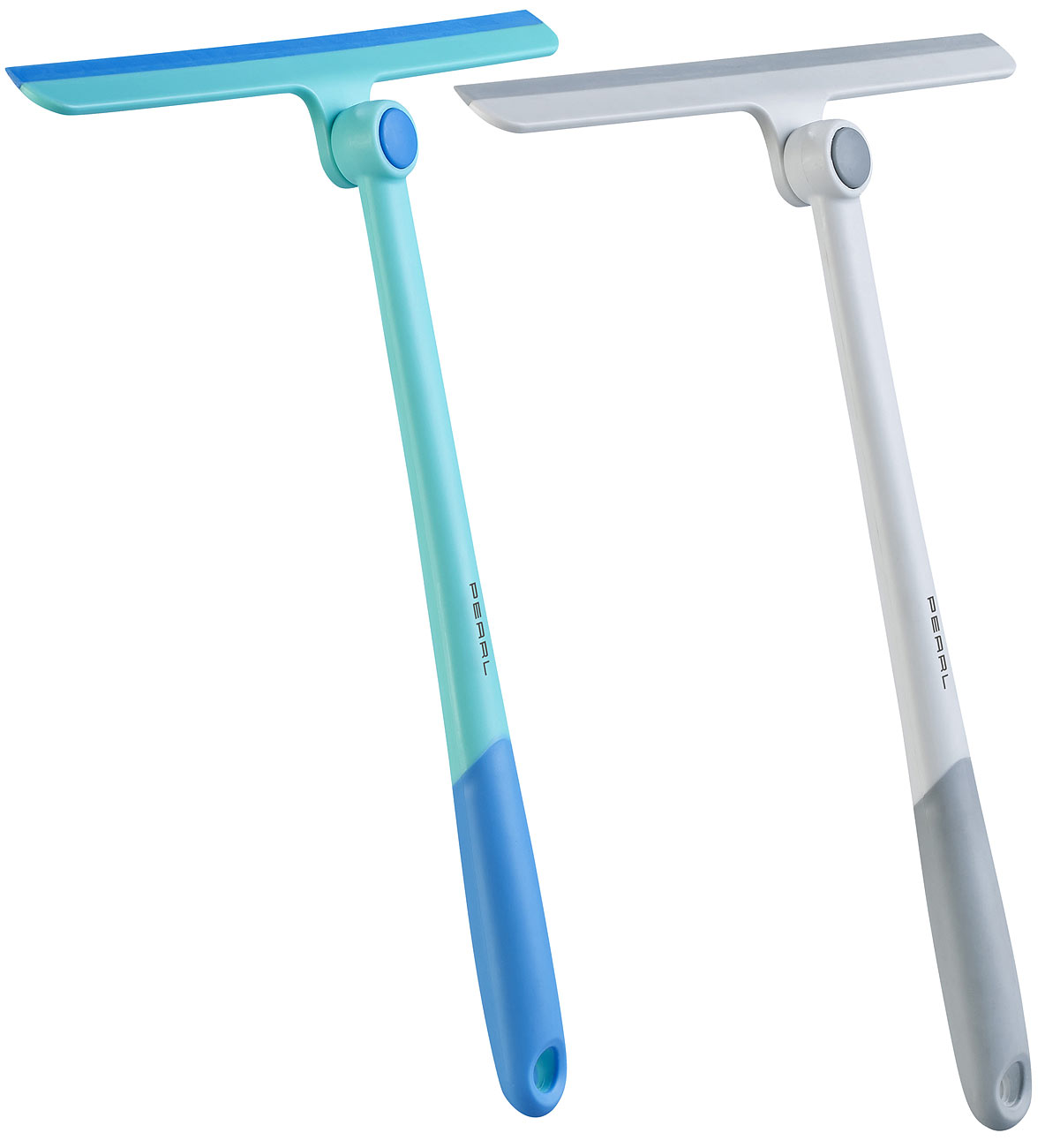 PEARL racloir racloir remover remover: Ensemble de 2 racloirs pour fenêtres et douches avec tête pivotante à 360°, lèvre en silicone de 27,5 cm)