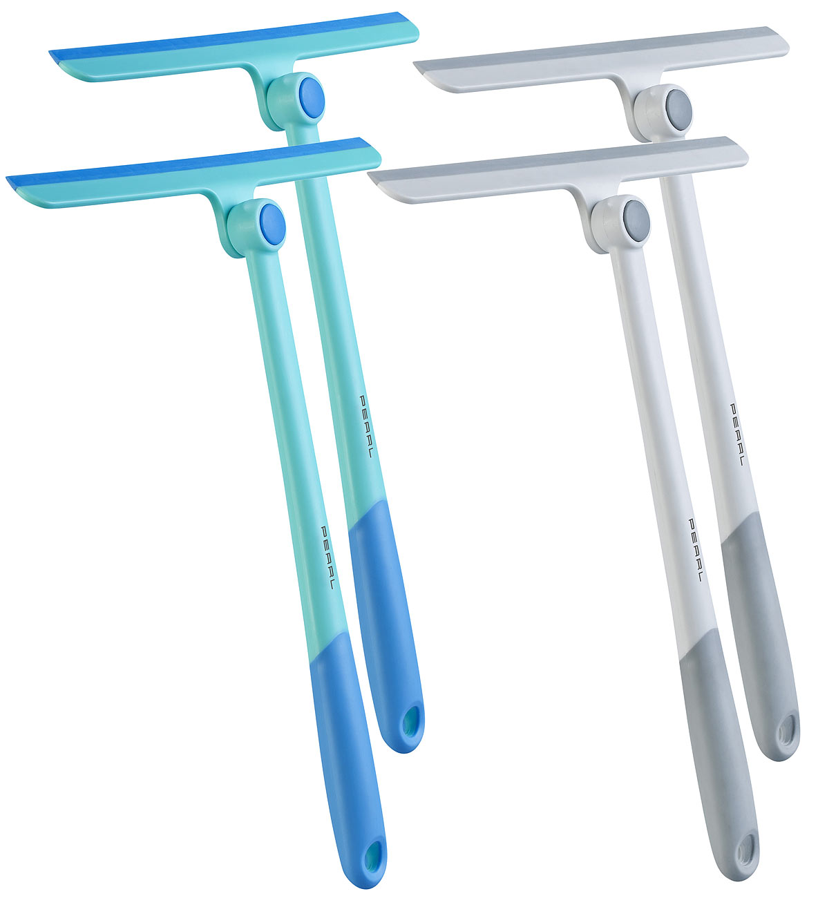 PEARL raschietto per bagno: Set di 4 tergivetro per finestre e docce con testa snodabile a 360°, lama in silicone da 27,5 cm (raschiatore acqua con)