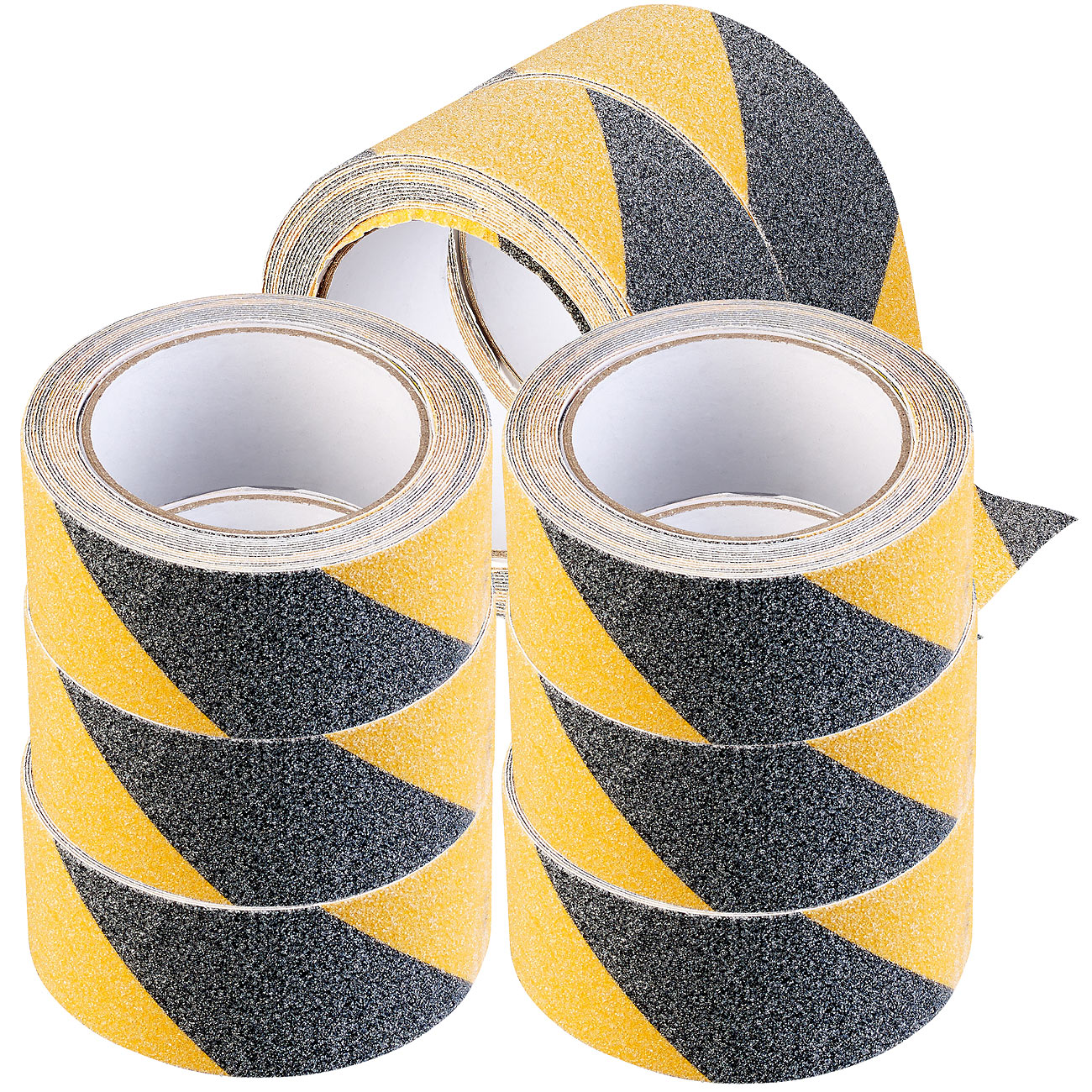 AGT nastro antiscivolo nastro antiscivolo: Set di 8 nastri antiscivolo, impermeabili, nero-giallo, 5 cm x 10 m ciascuno (striscia adesiva antiscivolo)