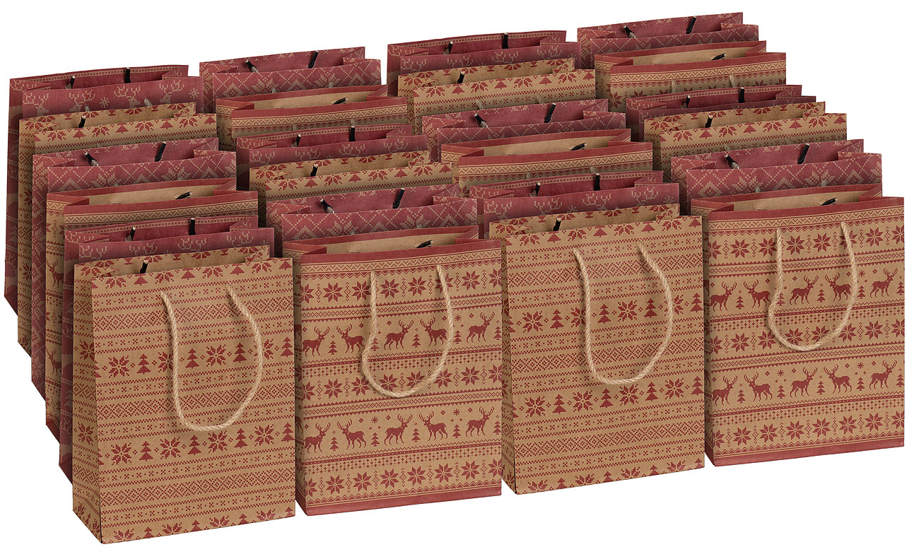 infactory sacchetti di Natale: Set di 24 sacchetti regalo in carta kraft con motivi natalizi, 23x18x8cm (confezioni regalo di natale, confezioni)