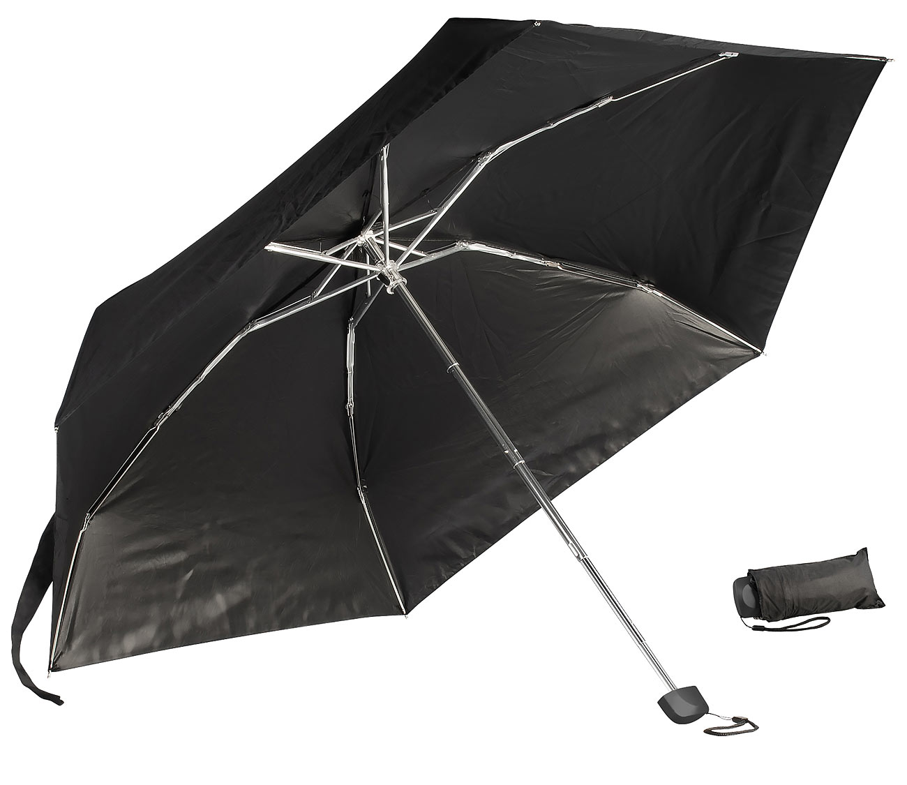 PEARL Minischirm: Mini-Taschenschirm mit Aluminiumgestänge und UV-Schutz 50, schwarz: (Mini-Regenschirm, Regenschirm, ultraleichter)