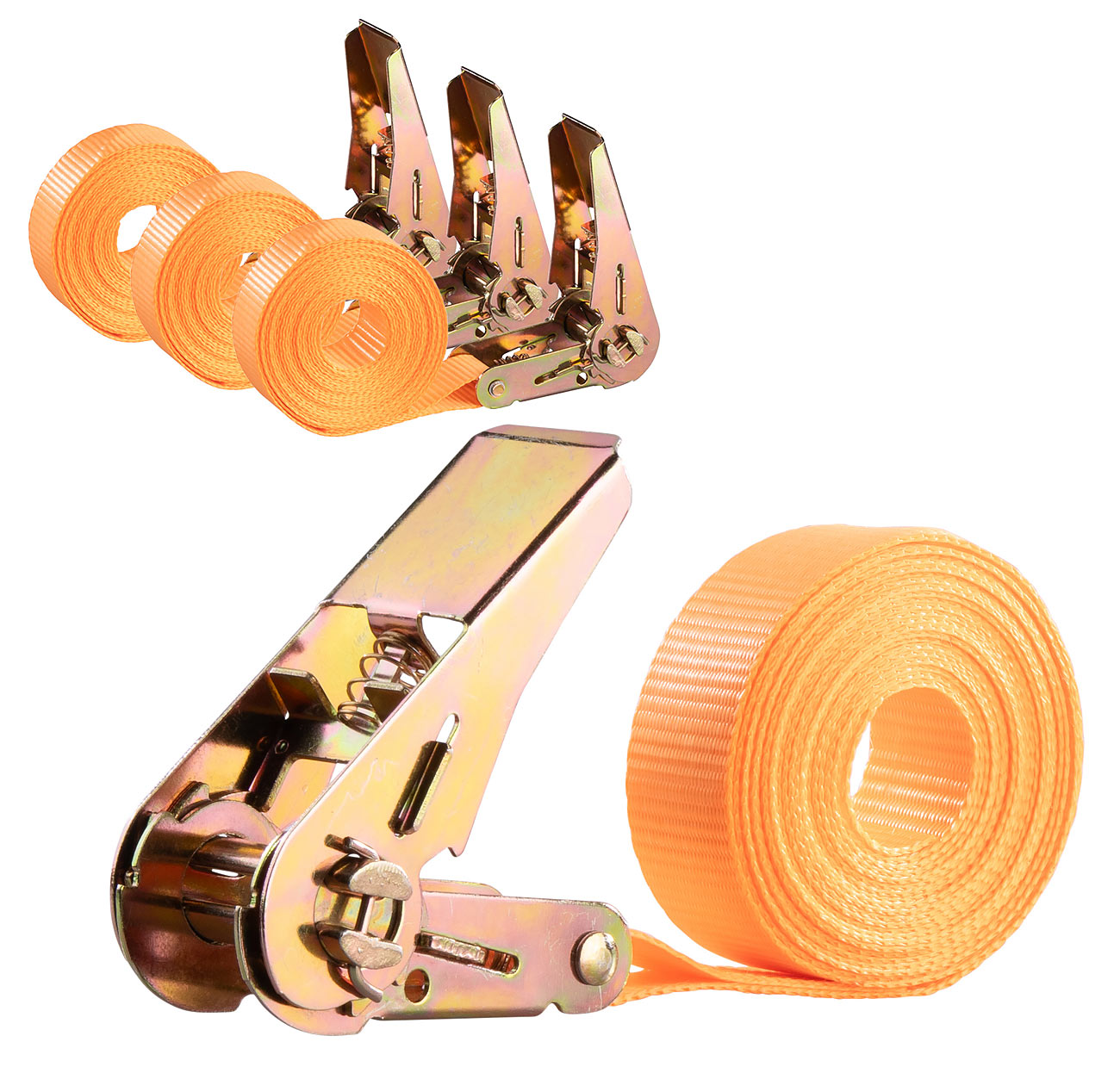 AGT cintura di tensione monopezzo: Set di 4 cinghie di tensione da 6 m, con cricchetto, 800 kg, certificate secondo la norma DIN EN 12195-2)