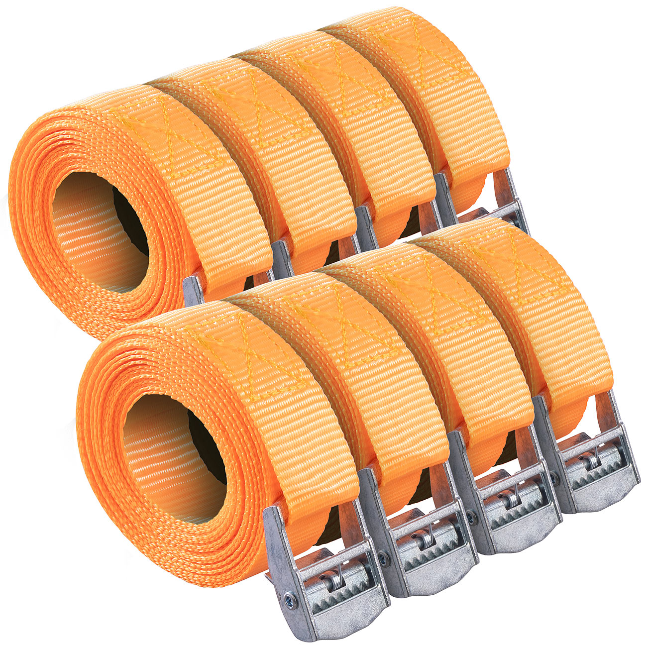 AGT sangle de serrage avec pince sangle de serrage avec pince: Set de 8 sangles de tension, fermeture à clip, 2,5 cm x 6m, DIN EN 12195-2 (sangle de)