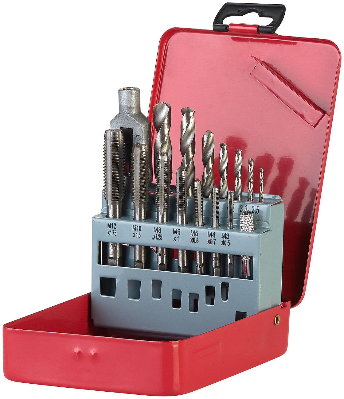 AGT taraud: Set de forets et tarauds pour métal et plastique, HSS-G, 15 pièces (jeu de tarauds, ensemble de tarauds, foret pour taraud)