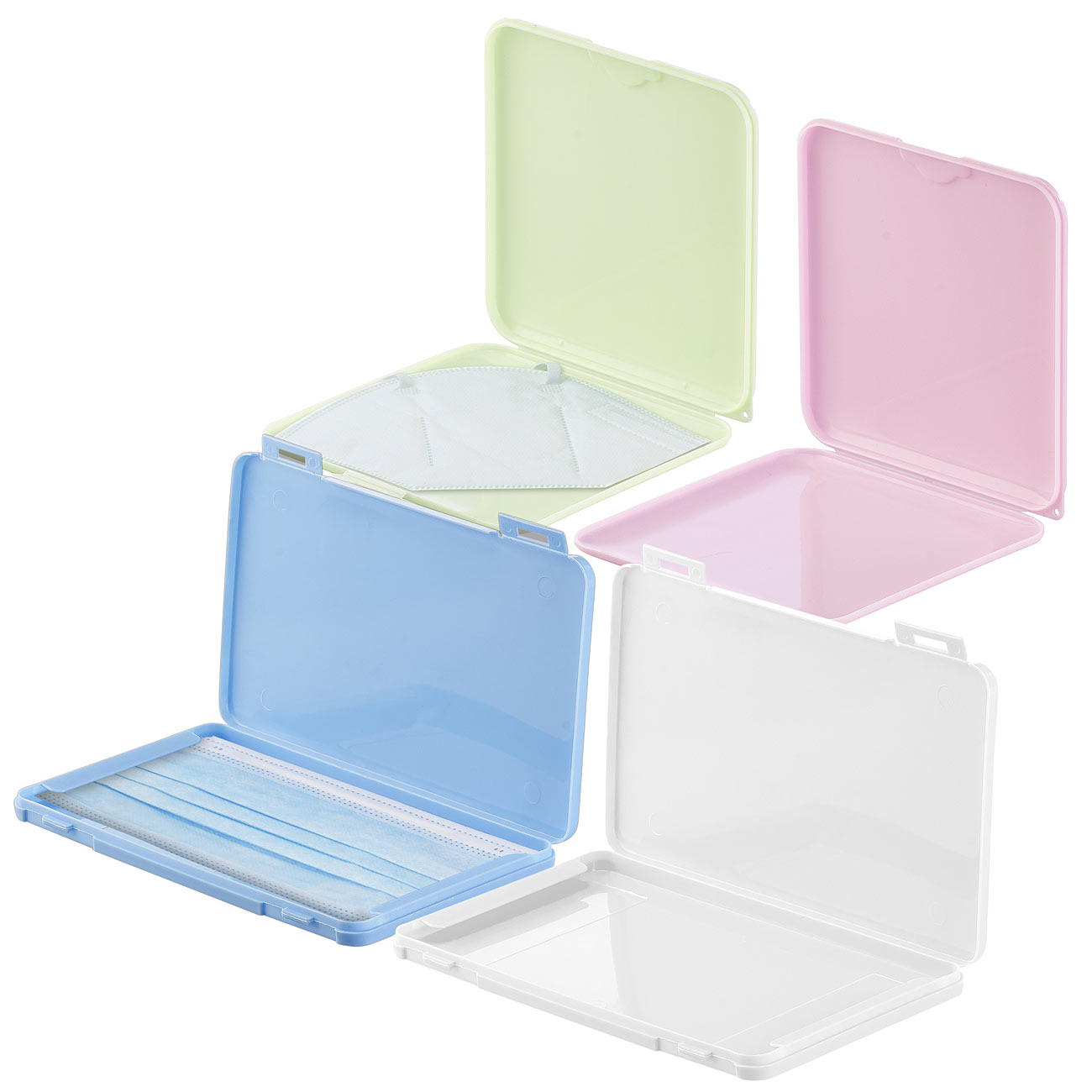 PEARL contenitore per maschere: Set di 4 custodie per maschere, a prova di polvere e igieniche, colorate (astuccio per maschere, portamaschere)