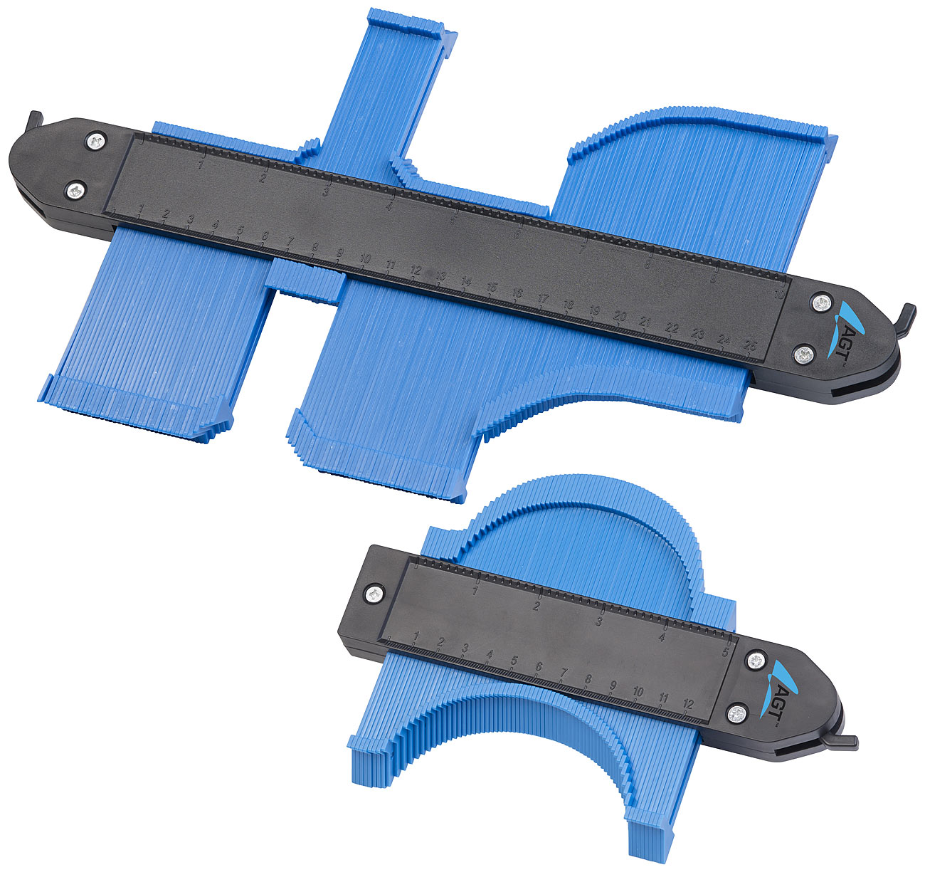 AGT Konturlehre: 2er-Set Konturenlehre mit Feststell-Funktion, 2 Größen: 12,5 und 25 cm (Konturenschablone, Multifunktions-Markierwerkzeuge)