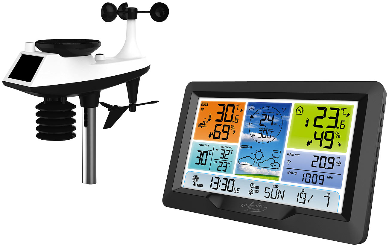 infactory stazione meteorologica grande stazione meteorologica grande: Stazione meteorologica wireless con display a colori XL, sensore esterno e