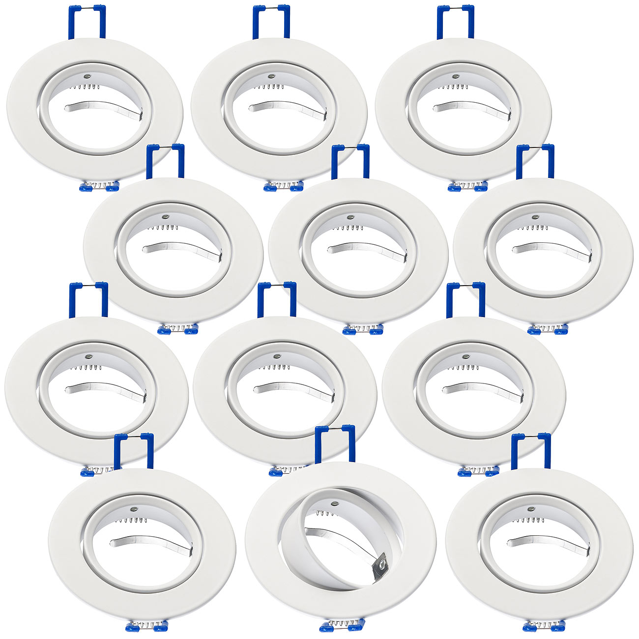 Luminea Lampen-Einbaufassung: 12er-Set Einbaustrahler-Rahmen, einstellbarer Abstrahlwinkel, weiß (Einbaulampe-Rahmen)
