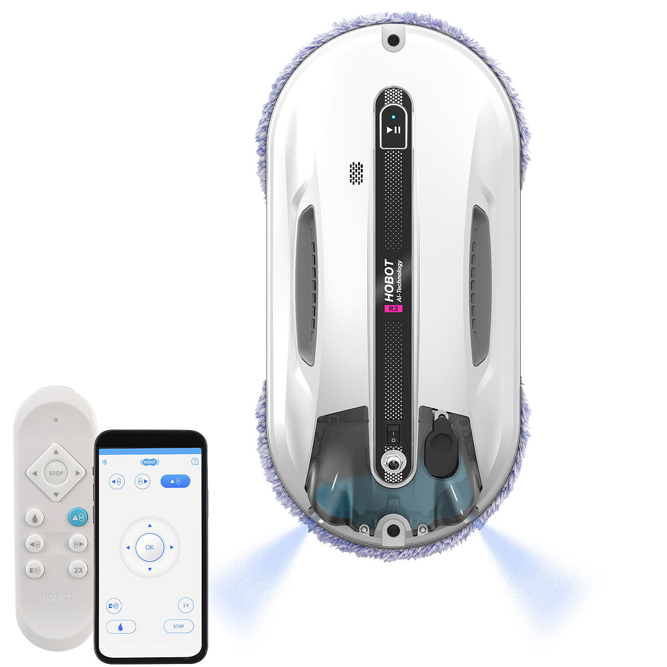 Sichler ruitensproeier robot: HOBOT-R3 professionele raamreiniger robot met dubbele spuitfunctie, App (ruitensproeier robot, slimme)