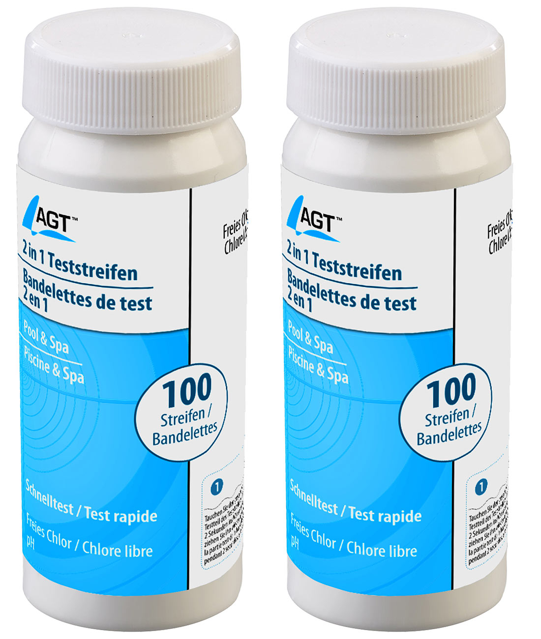 AGT tiras para test de piscina: Juego de 200 tiras de prueba de agua 2 en 1 para pH y cloro / bromo libre (tiras para test de piscina, papeles de)
