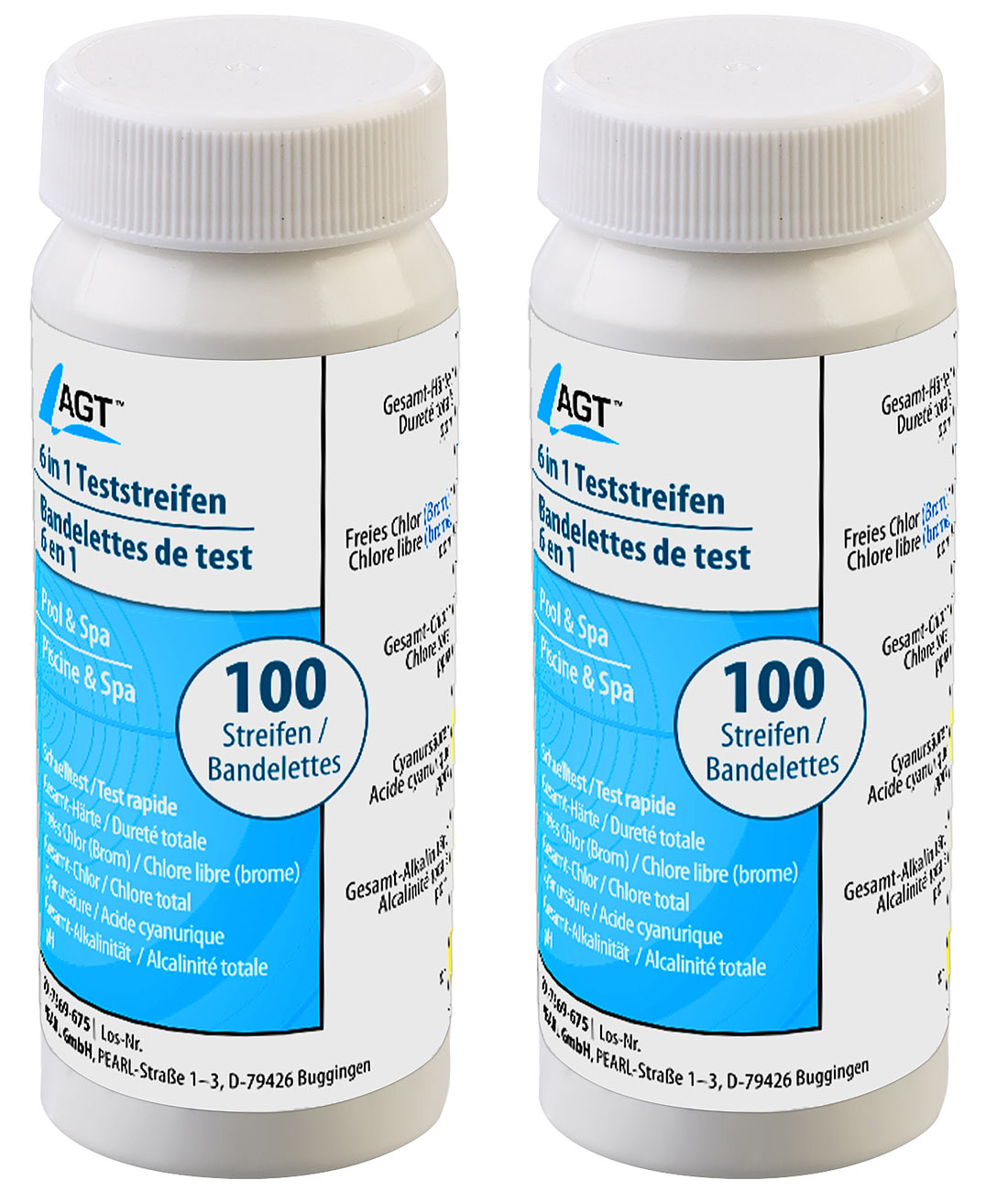 AGT strisce test piscina: Set da 200 strisce di test dell'acqua 6in1, testa 6 parametri (carta da laboratorio per piscina, indicatore di pH per)