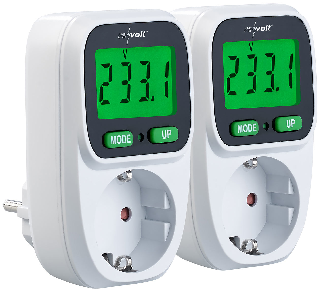 revolt miernik zużycia energii elektrycznej: Zestaw 2 cyfrowych mierników kosztów energii, wyświetlacz LCD, do 3.680 W (miernik zużycia energii)