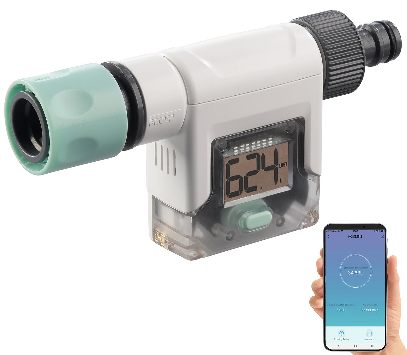 Royal Gardineer misuratore di flusso misuratore di flusso misuratore di portata misuratore di portata: Contatore d'acqua intelligente per il tubo da