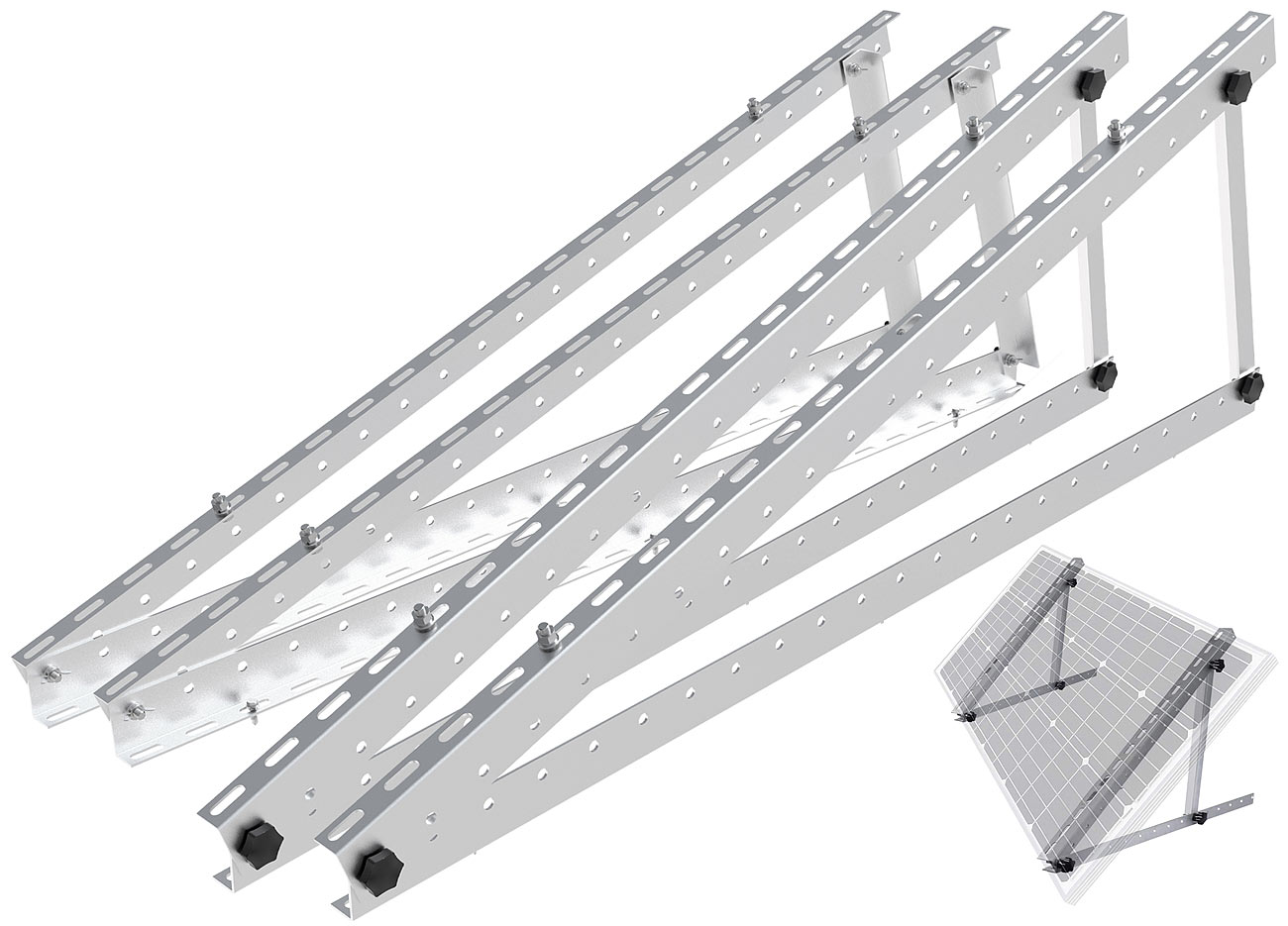 revolt support mural solaire: Ensemble de 2 supports de panneau solaire en aluminium réglables, 48" / 118 cm (support mural solaire, support solaire)