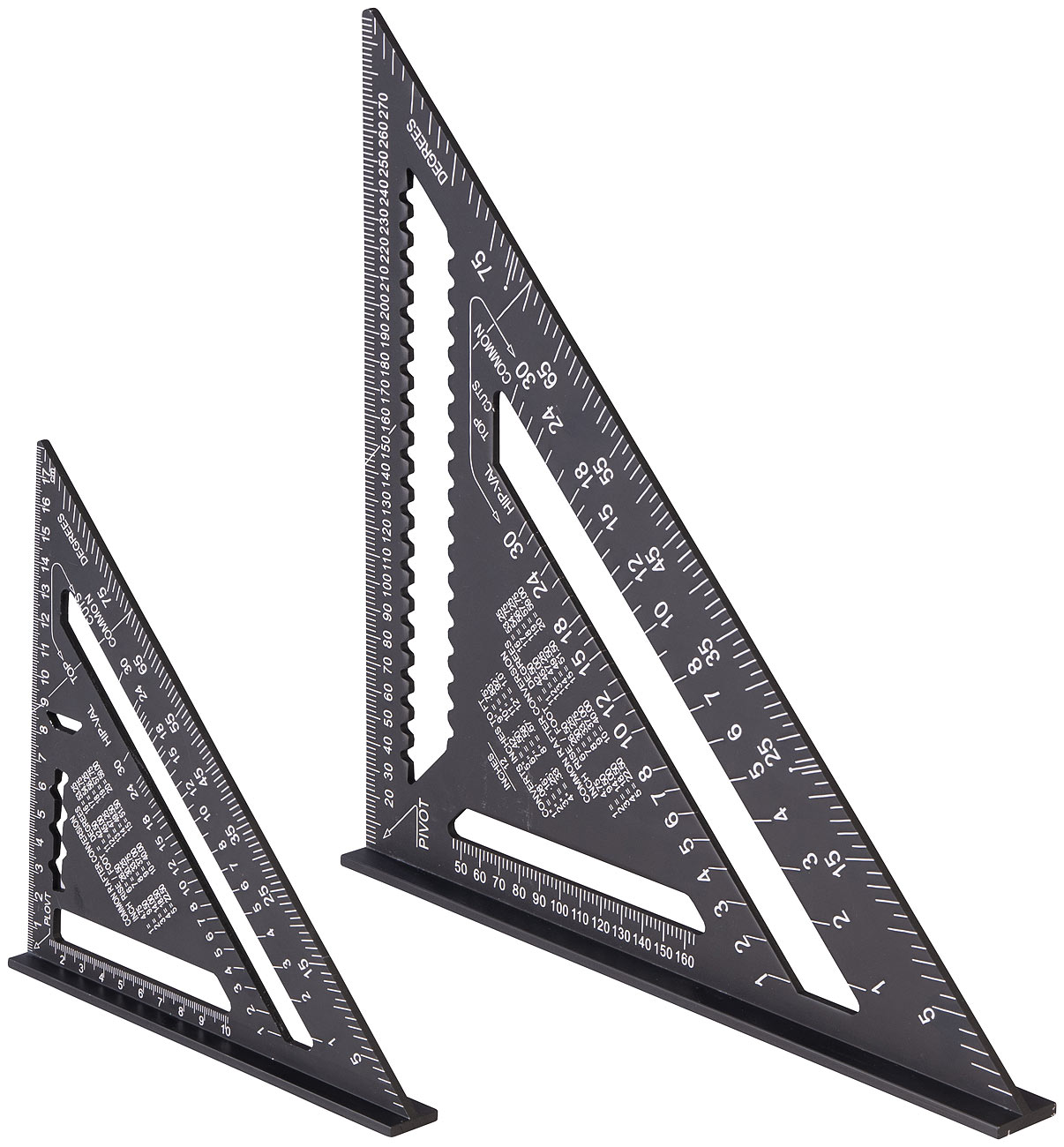 AGT angolo: Set da 2 pezzi di squadre da falegname, 18 cm e 30 cm, scala metrica, alluminio (goniometro, squadra da carpentiere, attrezzo da)