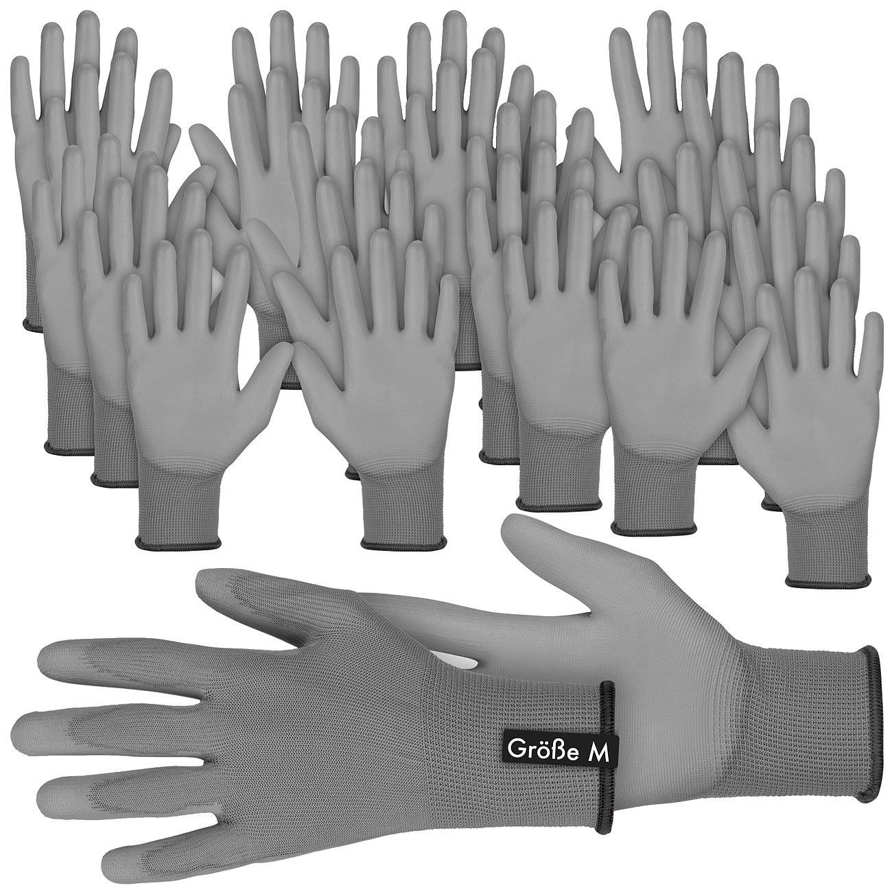 AGT Schutzhandschuhe: 24 Paar Arbeitshandschuhe, PU-beschichtet, Größe M/8 (robuste Arbeitshandschuhe)