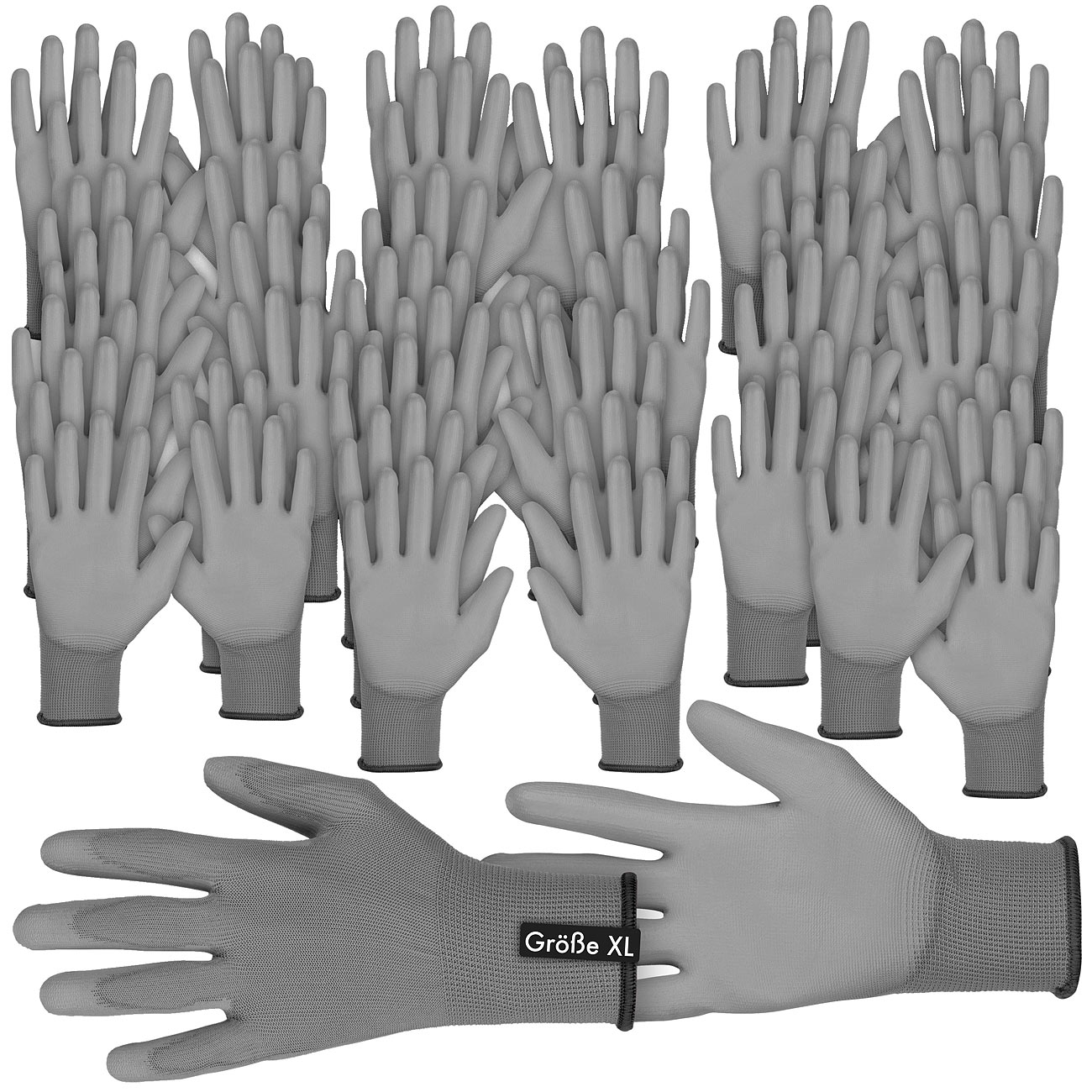 AGT gants de montage: 48 paires de gants de travail, revêtement en PU, taille XL/10 (gant de travail de sécurité, gant)