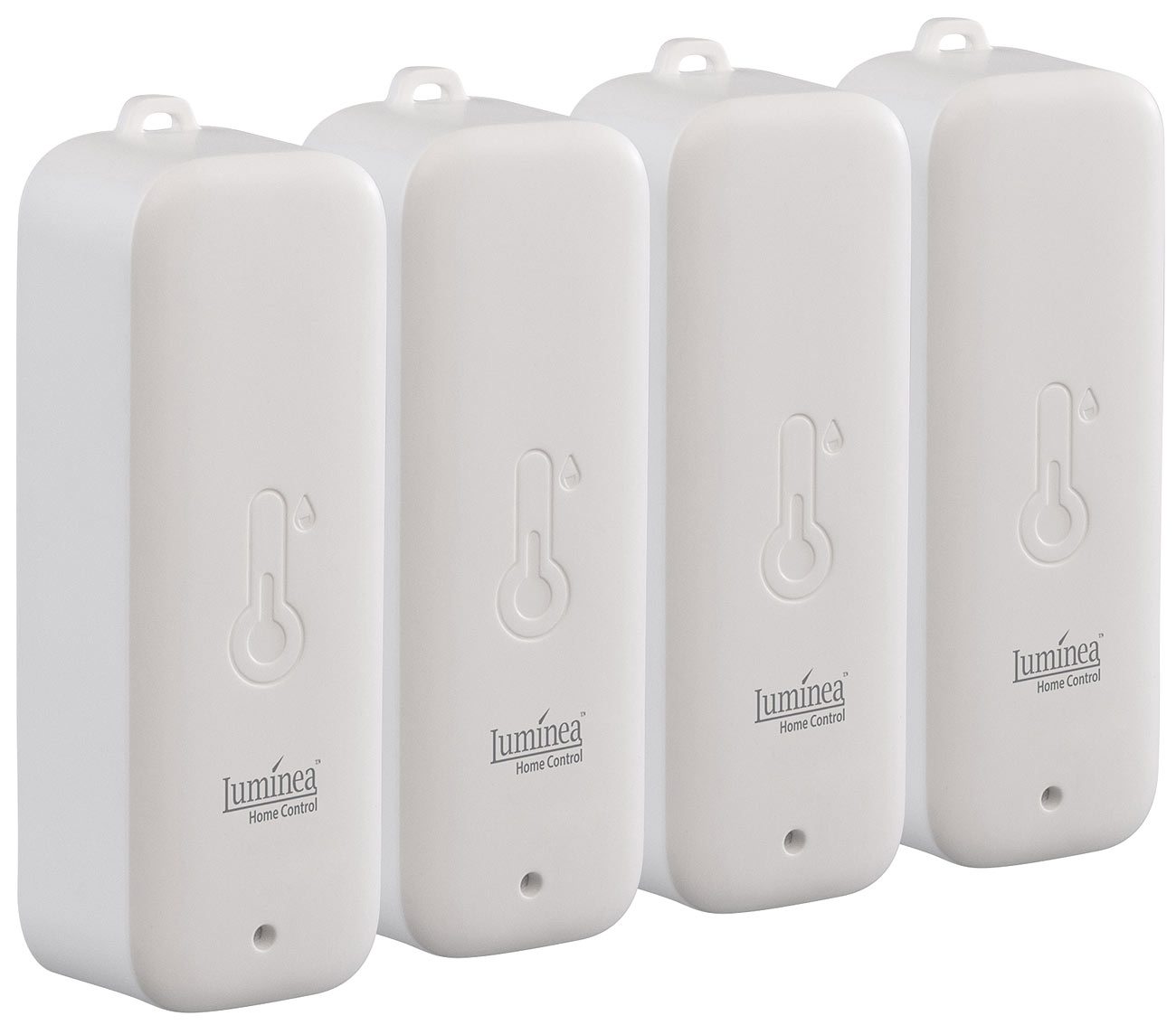 Luminea Home Control sensori interni ed esterni: Set da 4 sensori di temperatura e umidità per set THS-100, 150 m. (termometro, sensore di)