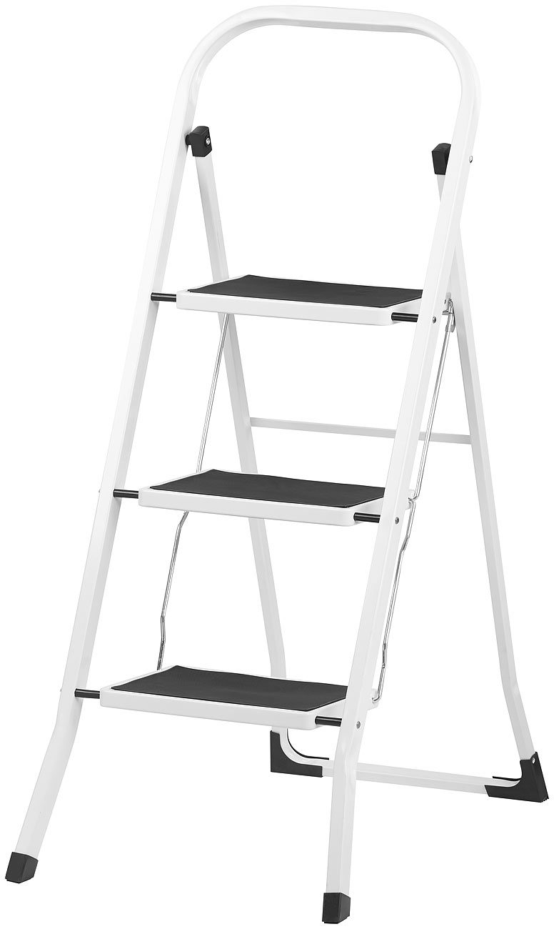 AGT scala: Scala in acciaio ultracompatta con 3 gradini e corrimano, fino a 150 kg (scala pieghevole, scala domestica, scala a pioli)