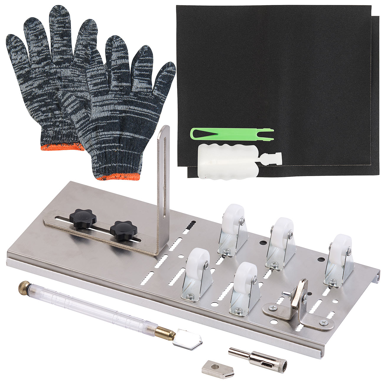 AGT Glasschneider: Glas-Schneider mit Diamantschneidkopf & Halterung für glatte Schnitte (Flaschenschneider, Glasschneider für Flaschen)