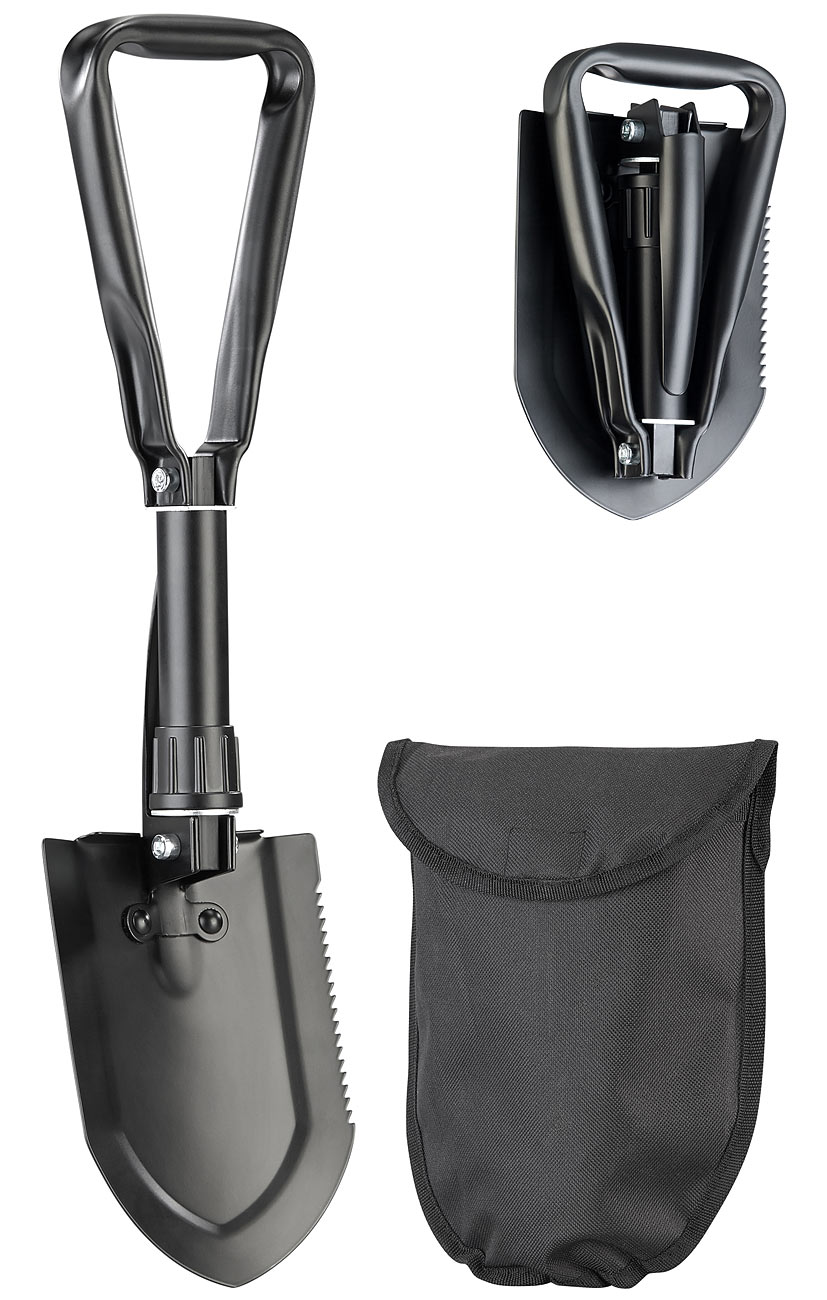 Semptec Outdoor Spaten: 3in1-Kombi-Klappspaten mit Säge & Spitzhacke,Versandrückläufer (Klappsägen Outdoor, Spaten klappbar mit Säge)