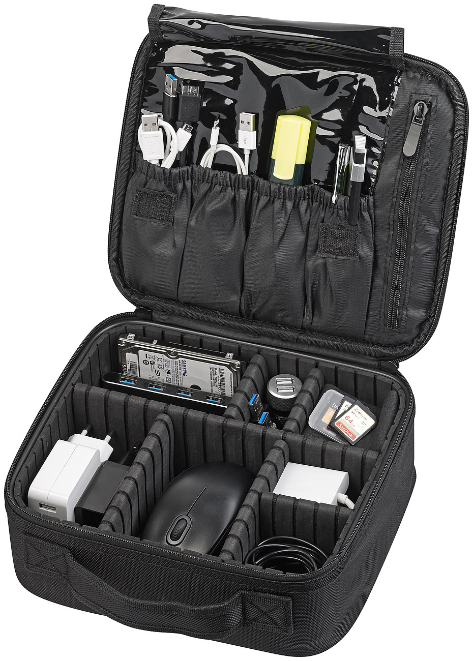 Xcase Kabel Organizer: Reise-Organizer und Aufbewahrungstasche für PC- & Mobilgeräte-Zubehör (Kabel Organizer Reise, Kabel Aufbewahrungstasche)