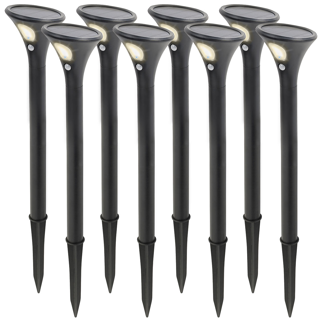 Lunartec illuminazione solare da sentiero illuminazione solare da sentiero: Set da 8 lampade da giardino solari di design, sensore di luce e