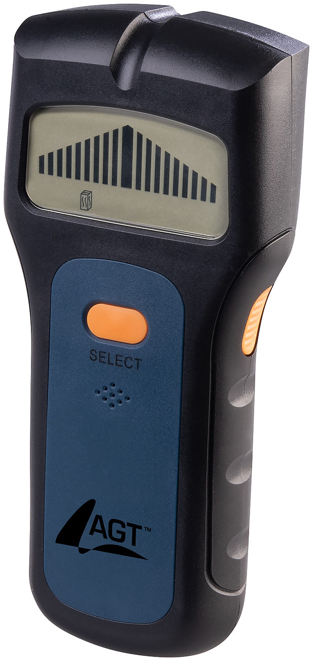 AGT Leitungsfinder: Multifunktionaler 3in1-Wandscanner für Holz, Metall & Stromleitungen (Metall Detektor, Stromfinder)