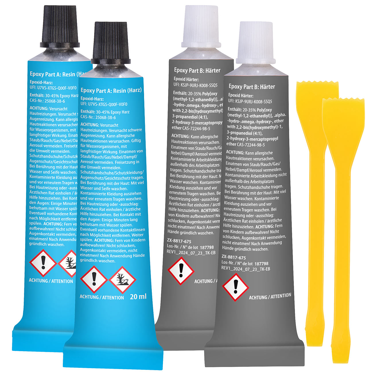 AGT colla bicomponente: Set di 2 adesivi epossidici a 2 componenti, rinforzati in acciaio, ad asciugatura rapida, grigio (colla per montaggi, colla)