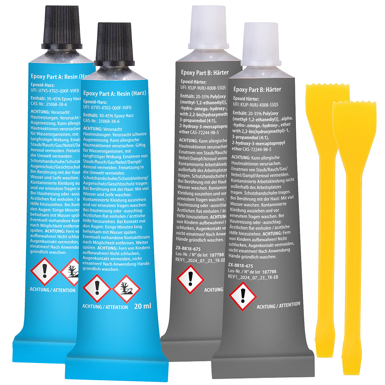 AGT adesivo: Set di 2 colla epossidica a 2 componenti, rinforzata in acciaio, trasparente (colla epossidica a 2 componenti, colla per polistirolo)