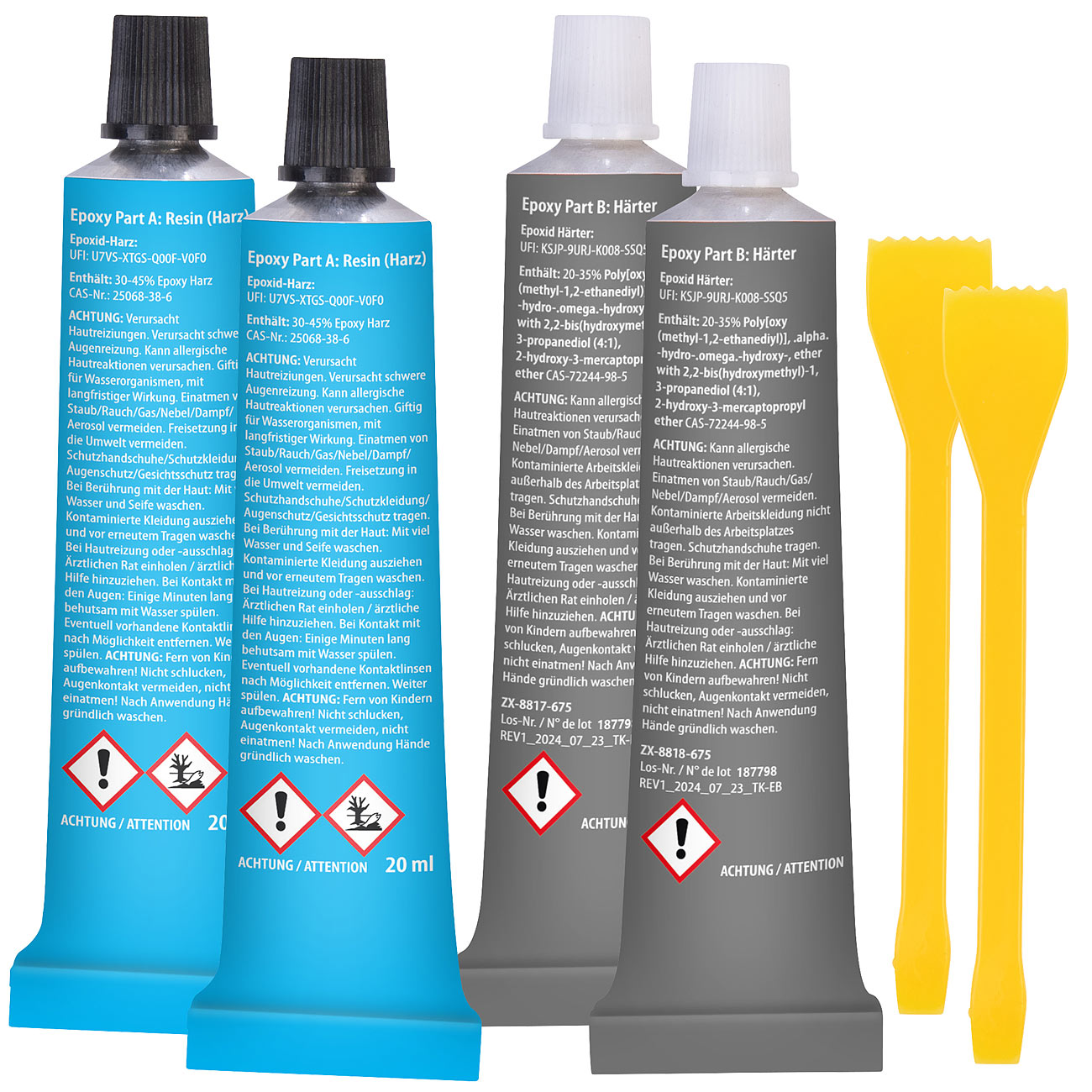 AGT colla per montaggio: Colla epossidica bicomponente, rinforzata in acciaio, 1x grigio, & 1x trasparente (colla 2k per plastica, colla 2k per)