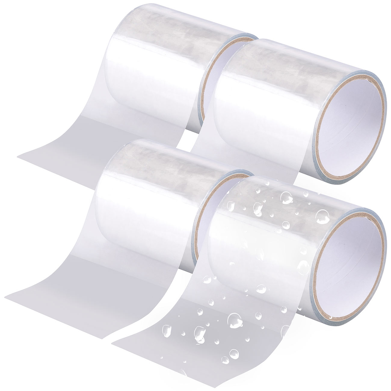 AGT PVC-Klebeband: 4er-Set wasserdichte, selbst-verschweißende Klebebänder,150cm, transp. (Reparaturband wasserdicht, Dichtband selbstklebend)