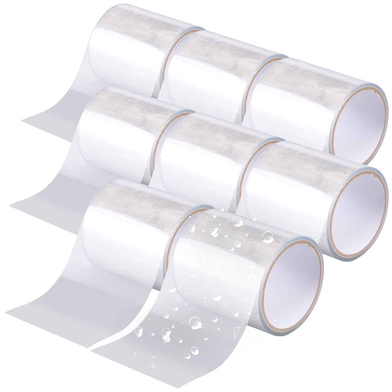AGT Hochleistungsklebeband: 8er-Set wasserdichte, selbst-verschweißende Klebebänder,150cm, transp. (Zelt-Reparaturband, PVC-Isolierband)