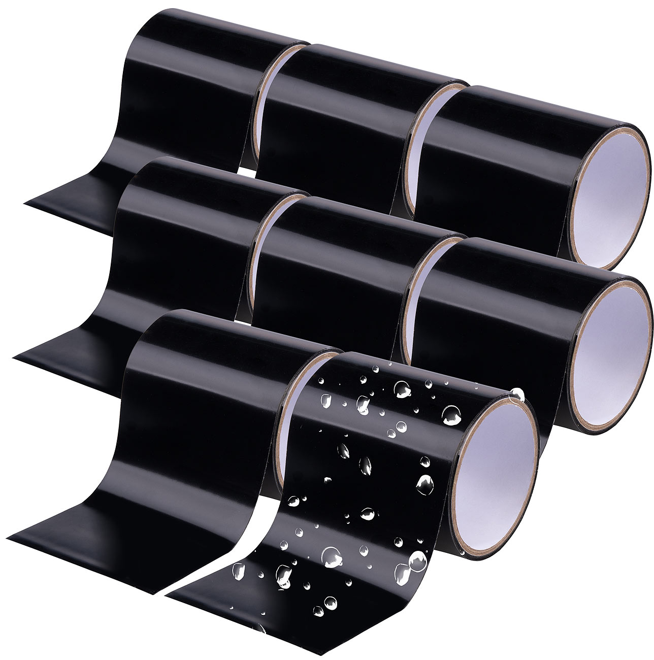 AGT Dichtungsband außen: 8er-Set wasserdichte, selbst-verschweißende Klebebänder, 150 cm, schw. (Abdichtband selbstklebend, Außenklebeband)