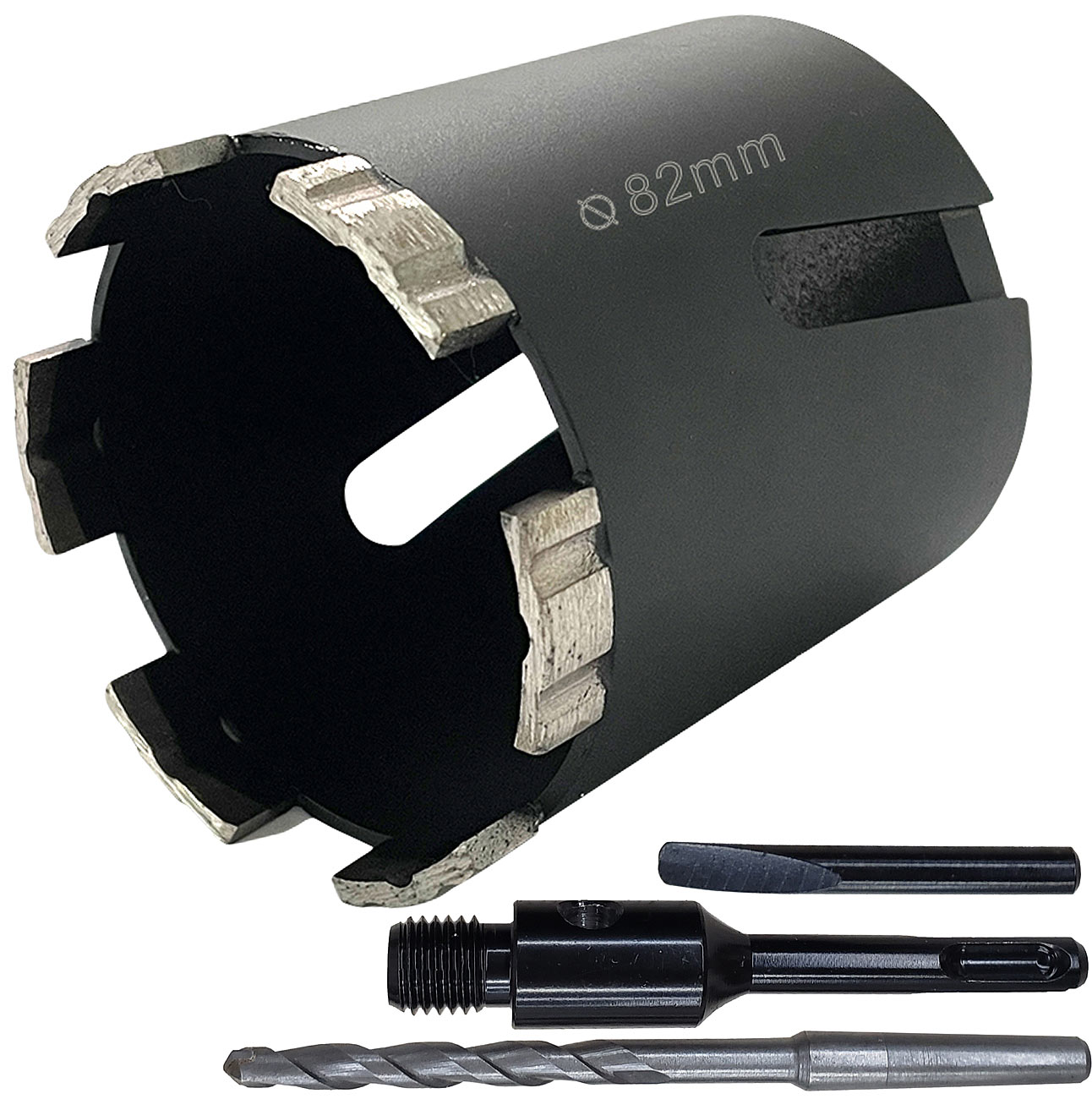 AGT seghetto a tazza sierra a tazza: Svasatore diamantato con filettatura M16, lunghezza utile di 80mm, 82 mm Ø (set utensili da foratura set)