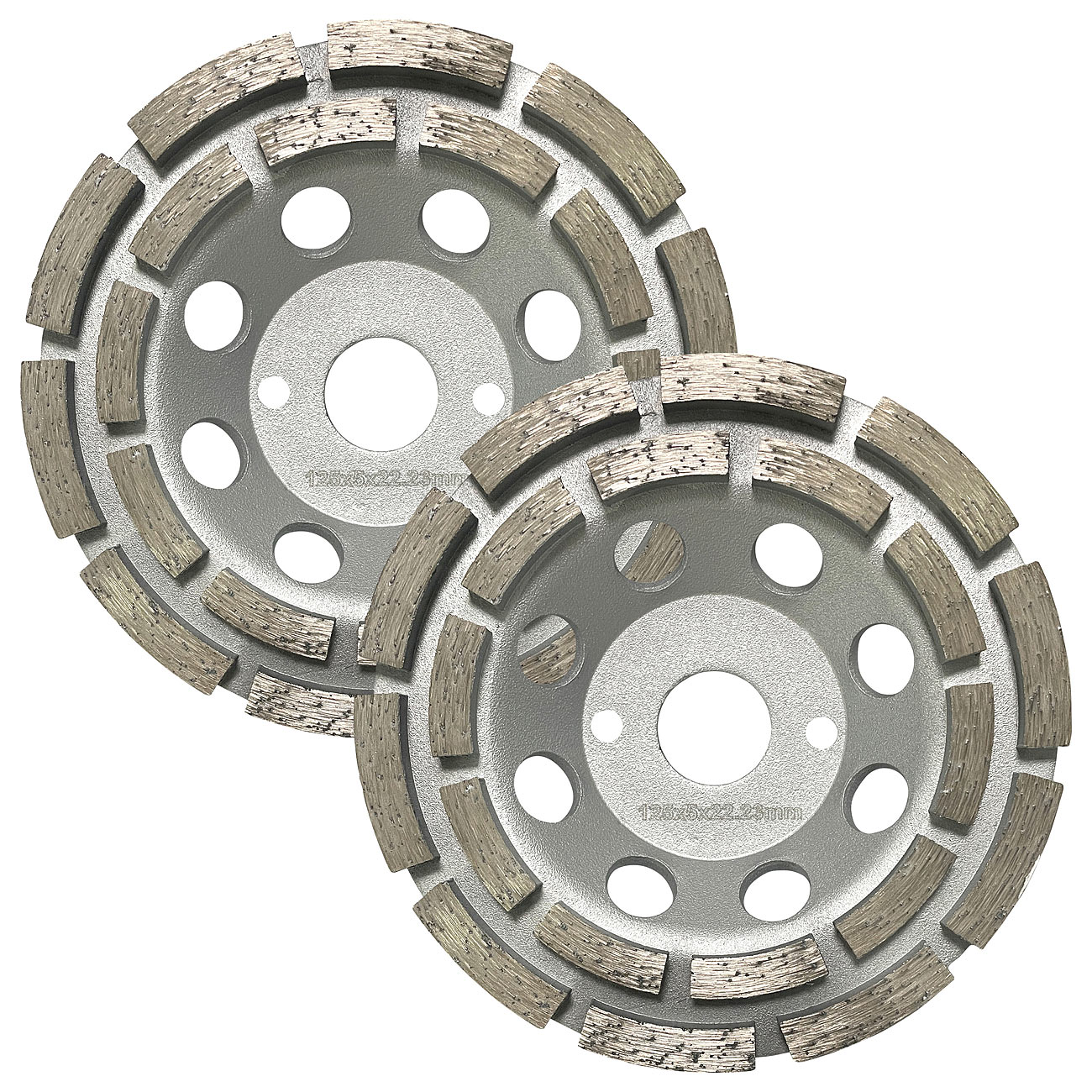 AGT Schleiftopf Fliesen: 2er-Set universal Diamant-Schleiftöpfe 125 mm, doppelreihig (Schleifaufsatz Winkelschleifer, Diamanttopfscheiben)