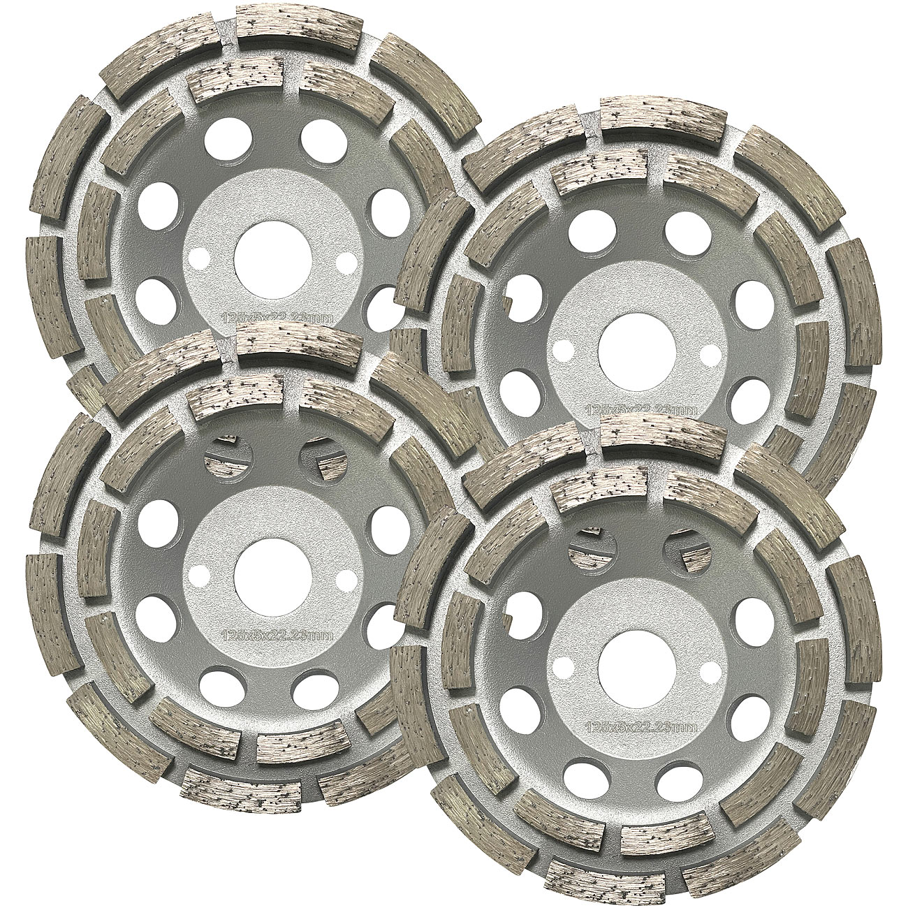 AGT piatto per lucidatura diamante: Set da 4 dischi diamantati universali da 125 mm, a doppia fila (accessori per levigatrice angolare, piatto per)