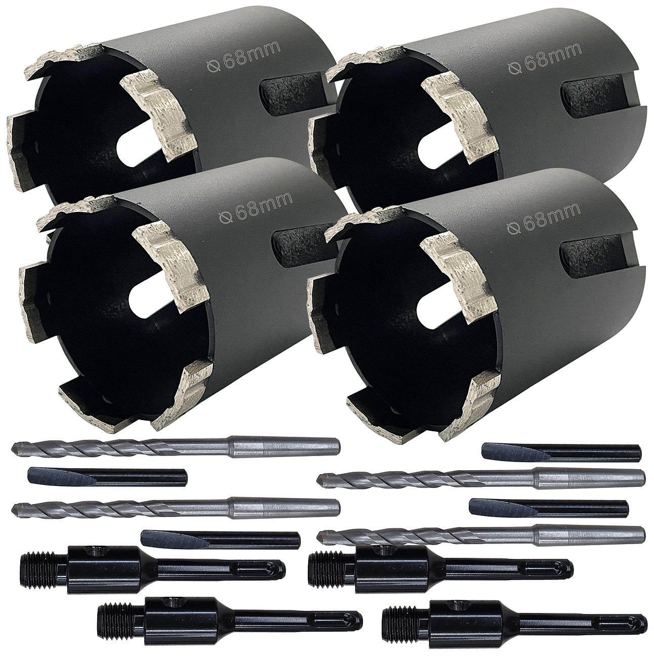 AGT trapano per barattoli trapano per barattoli trapano per barattoli trapano per barattoli: Set di 4 punzoni diamantati con filettatura M16,