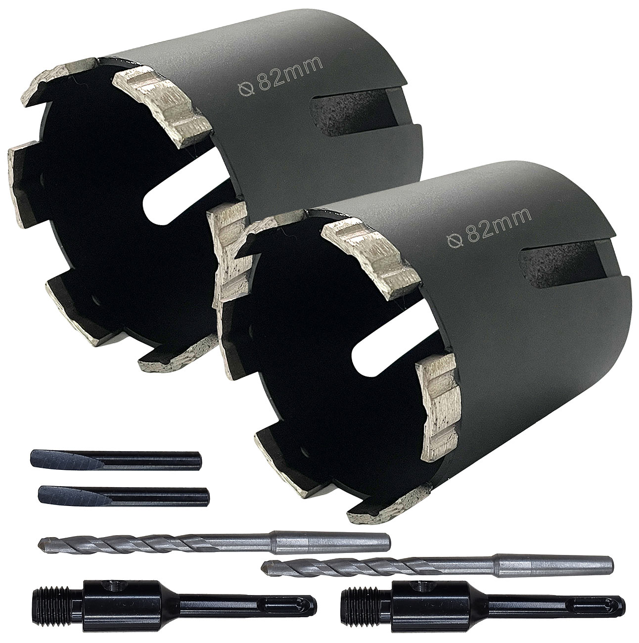 AGT Lochbohrer: 2er-Set Diamant-Dosensenker mit M16-Gewinde, 80mm Nutzlänge, 82 mm Ø (Beton Bohrwerkzeuge, Kernbohrkronen)