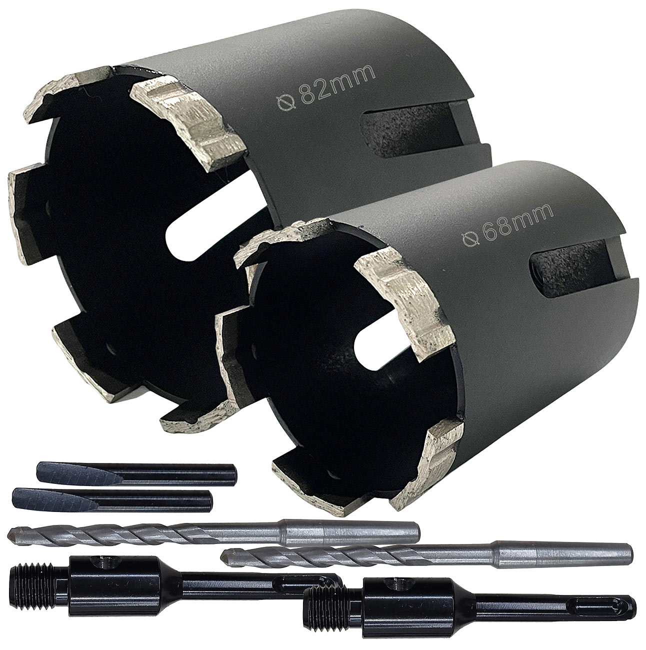 AGT Zentrierbohrer Sets: 2er-Set Diamant-Dosensenker mit M16-Gewinde, 80mm Nutzlänge,68 & 82mmØ (Bohrwerkzeug Elektroinstallation, Diamantdosensenker)