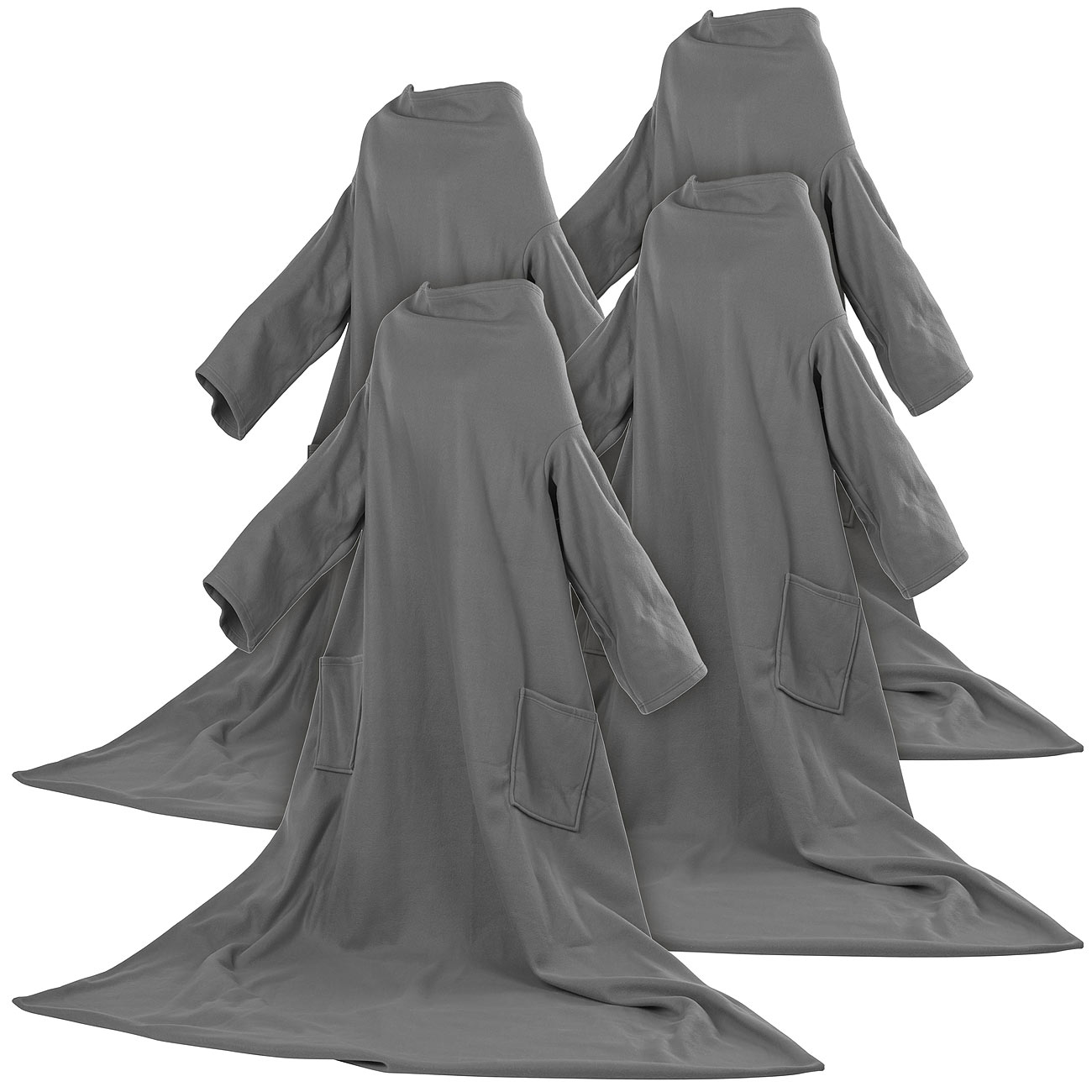 Wilson Gabor coperta: Set di 4 coperte in pile, con maniche, microfibra, antracite, 150x200 cm (coperta in pile con maniche, coperta con braccia)