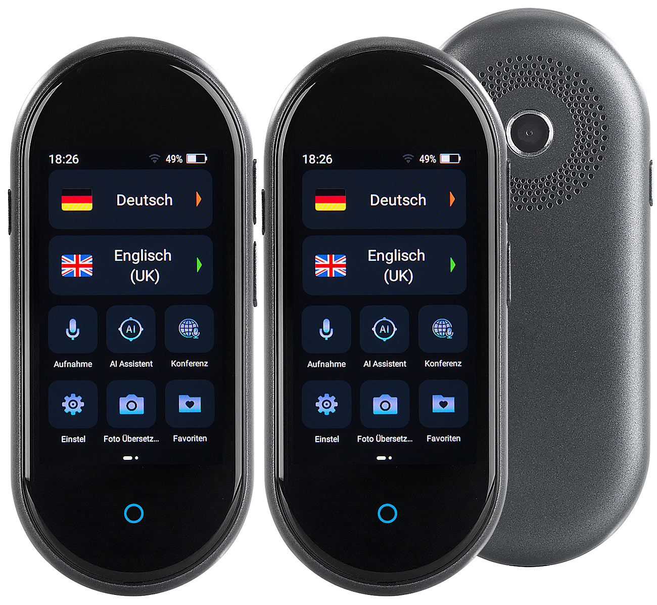 simvalley Mobile traduttore con telecamera: Set di 2 traduttori vocali mobili in tempo reale, 106 lingue, touchscreen (traduttore fotografico)