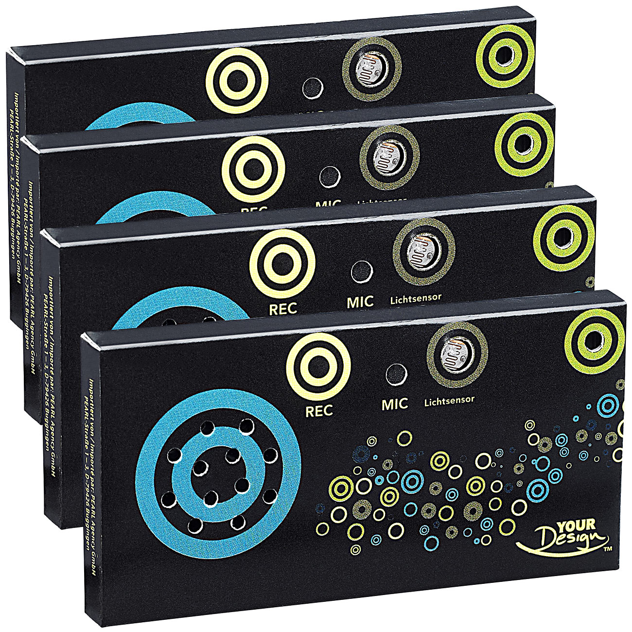 Your Design modulo di saluto: Set di 4 moduli di saluto per pacchetti regalo, con sensore di movimento e luce (modulo sonoro per pacchetto, modulo)