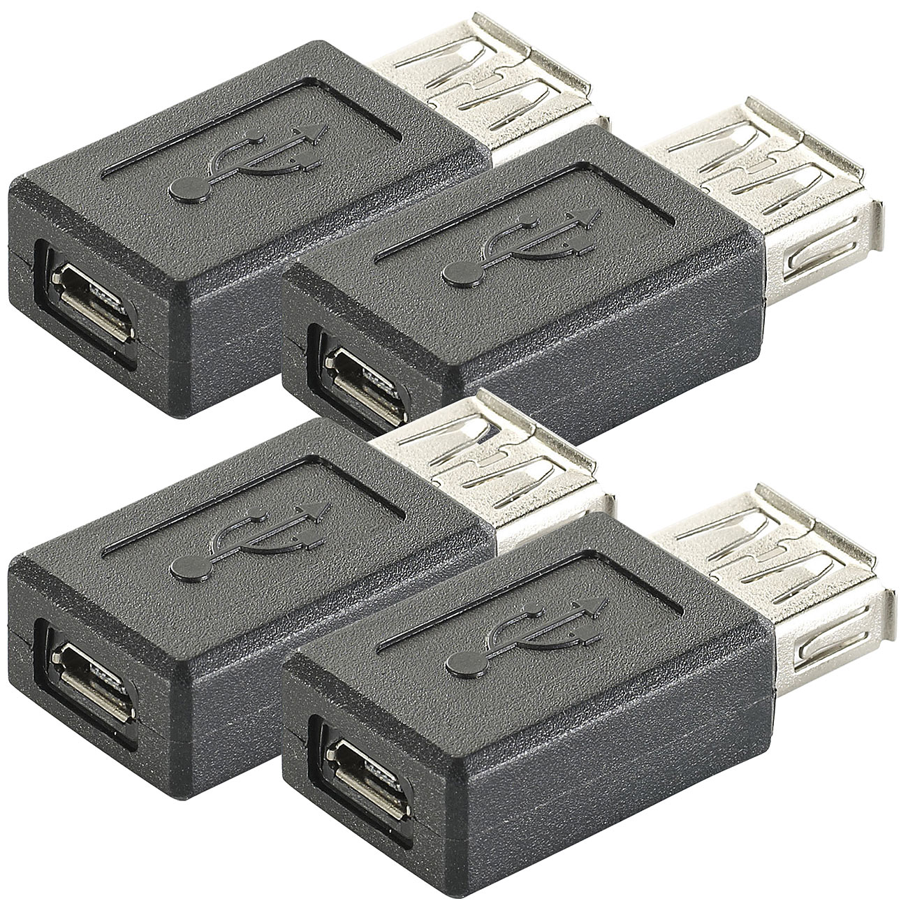 auvisio connettore USB: Set di 4 adattatori USB 2.0 da USB-A femmina a Micro-USB-B femmina (connettore microusb con porte usb)