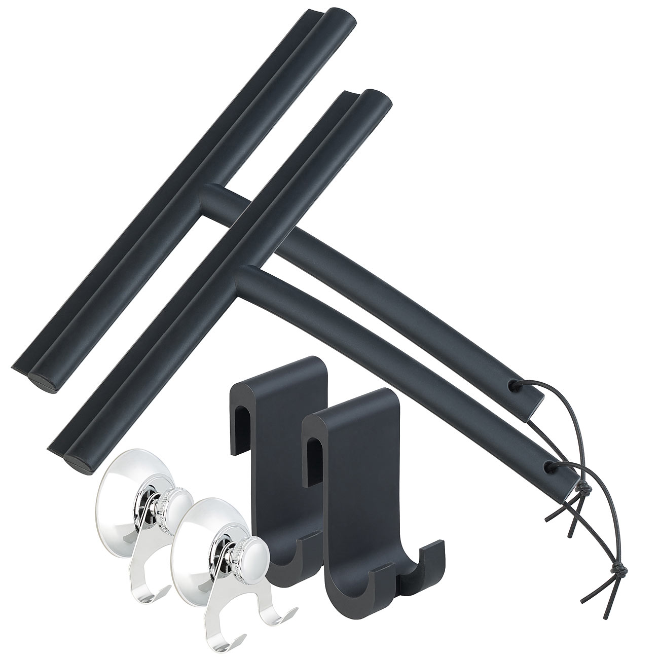 BadeStern squeegee en silicone pour voitures: Set de 2 racloirs de douche avec différents supports, lèvre en silicone de 24 cm (raclette à eau)