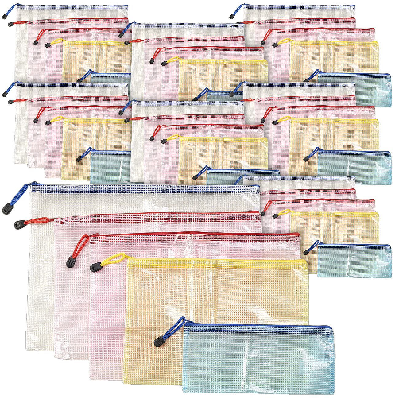 Xcase Faltbare Mini-Tasche: 8 5er-Sets Organizer-Taschen mit Reißverschluss für den Urlaub (Handgepäck Kulturtaschen, Minitaschen)