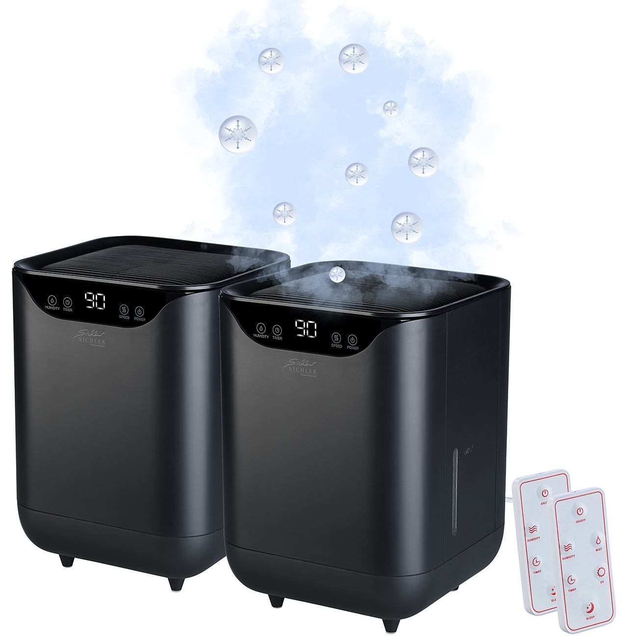 Sichler UV Licht Desinfektion: 2er-Set 3in1-XL-Tisch-Luftwäscher, -befeuchter, -kühler, UV, 4l, schw. (UV Desinfektionslampe, Luftreiniger)