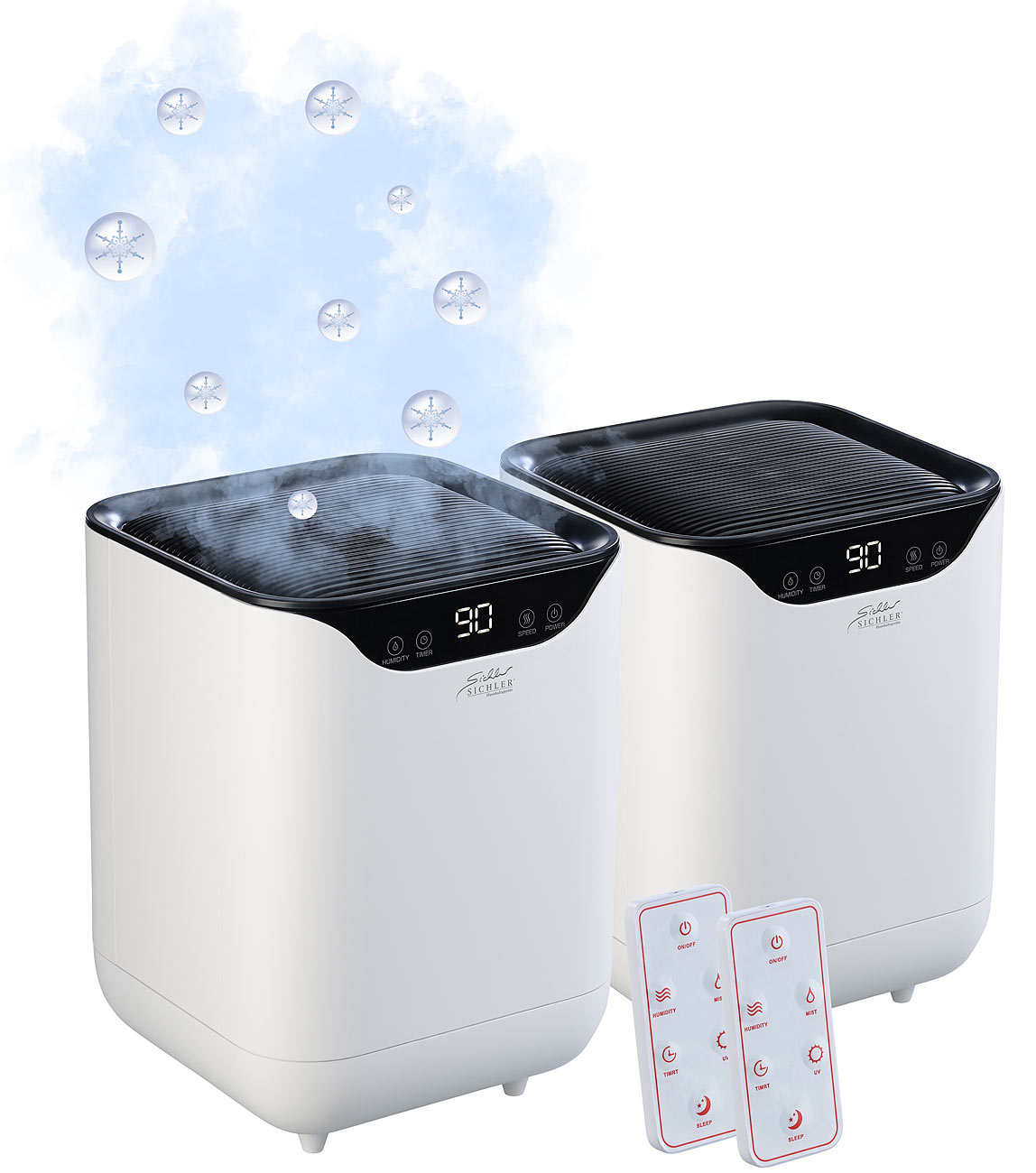 Sichler UV Desinfektion Wasser: 2er-Set 3in1-XL-Tisch-Luftwäscher, -befeuchter & -kühler, UV, 4l, weiß (Klima-Gerät gegen trockene Luft, Luftreiniger)