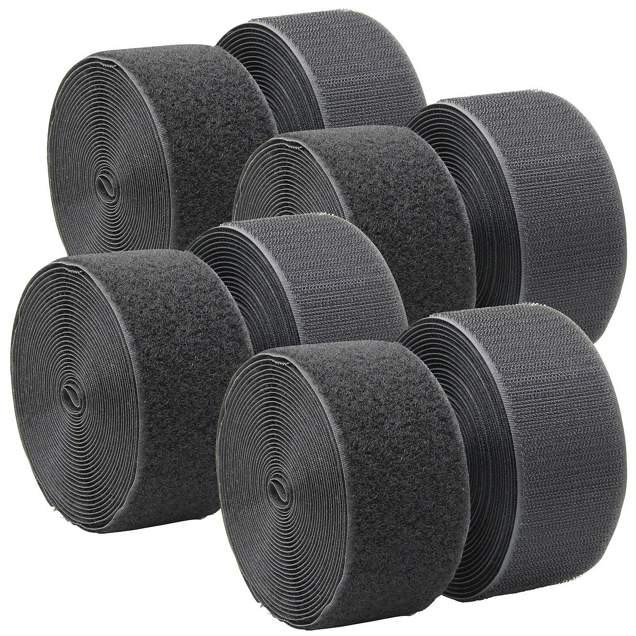 PEARL Klettbänder beidseitige: 4er-Set Klettbänder mit Nylon-Schlaufen/-Haken, zum Aufnähen, 40 kg/m (Nylon Klettverschluss)